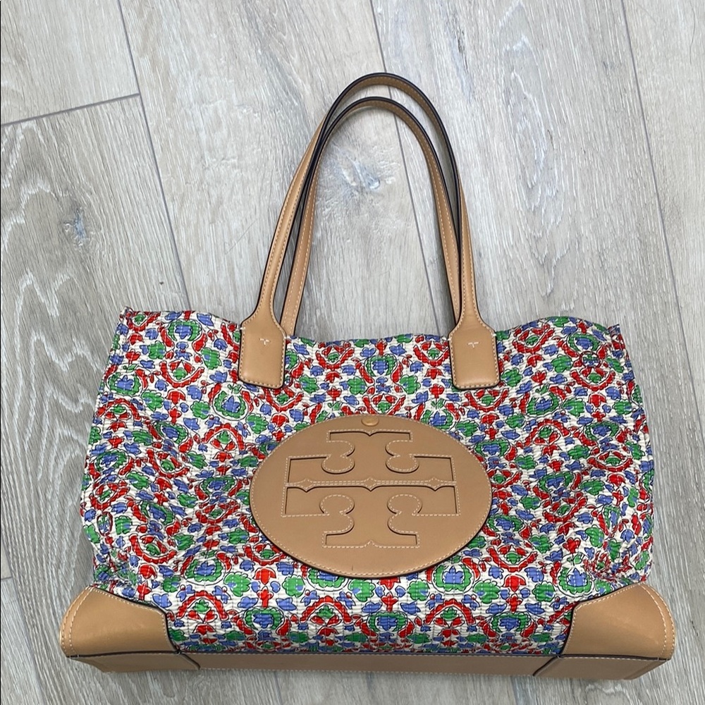 Tory Burch Ella Floral Quilted Tote. Large size.